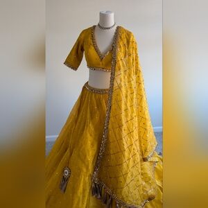 Vvani By Vani Vats Yellow Embellished Lehenga Set